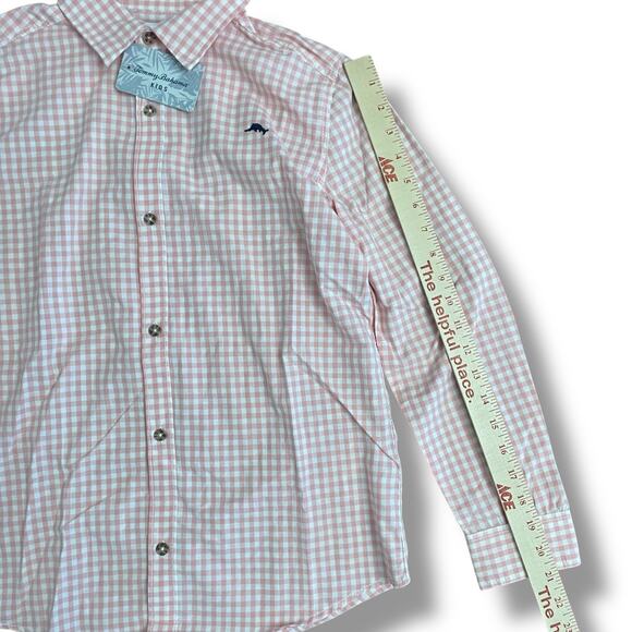 Tommy Bahama Kids Boys Pink White Gingham Button Shirt XL 14 NWT - Picture 6 of 12